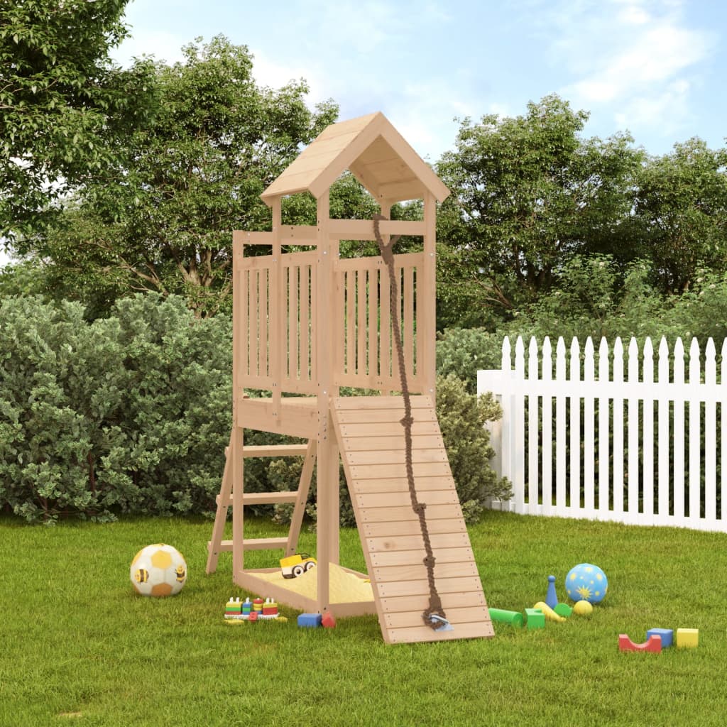 VidaXL Playhouse avec mur d'escalade en bois de pin massif