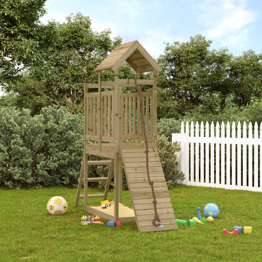 VidaXL Playhouse avec mur d'escalade en bois de pin imprégné