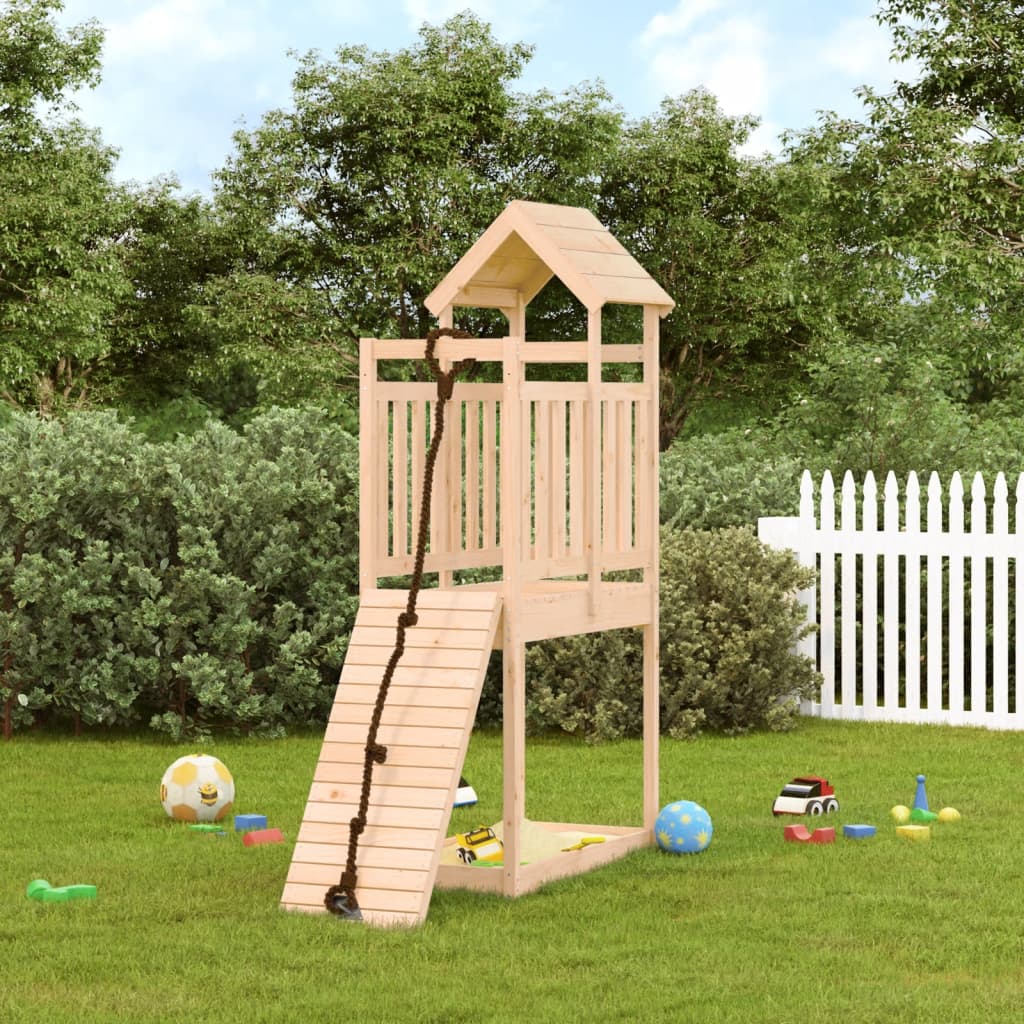 VidaXL Playhouse avec mur d'escalade en bois de pin massif