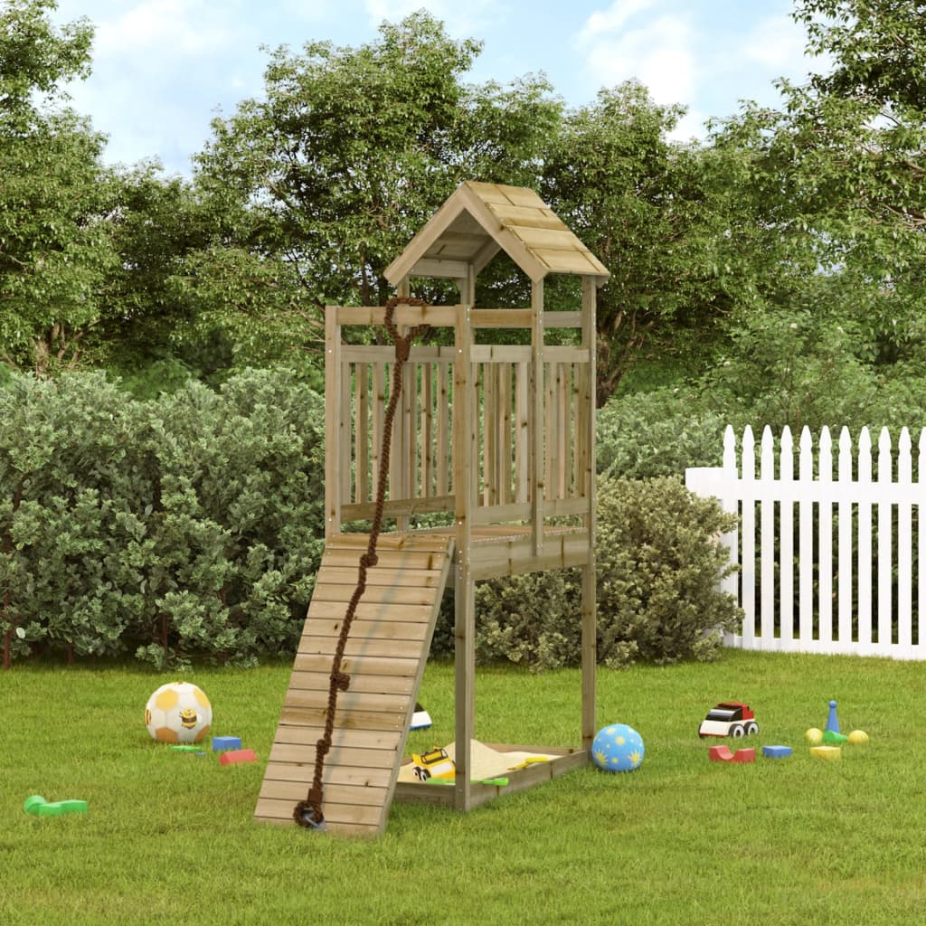 VidaXL Playhouse avec mur d'escalade en bois de pin imprégné