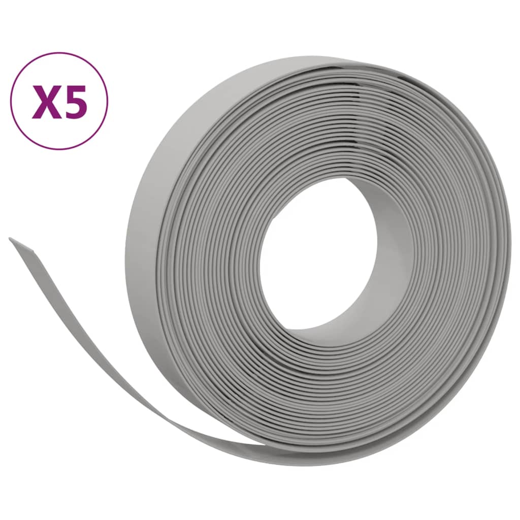 VidaXL Bordure de jardin 5 pcs 10 m 10 cm polyéthylène gris