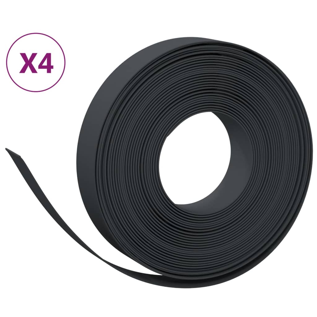 VidaXL Bordure de jardin 4 pcs 10 m 10 cm polyéthylène noir