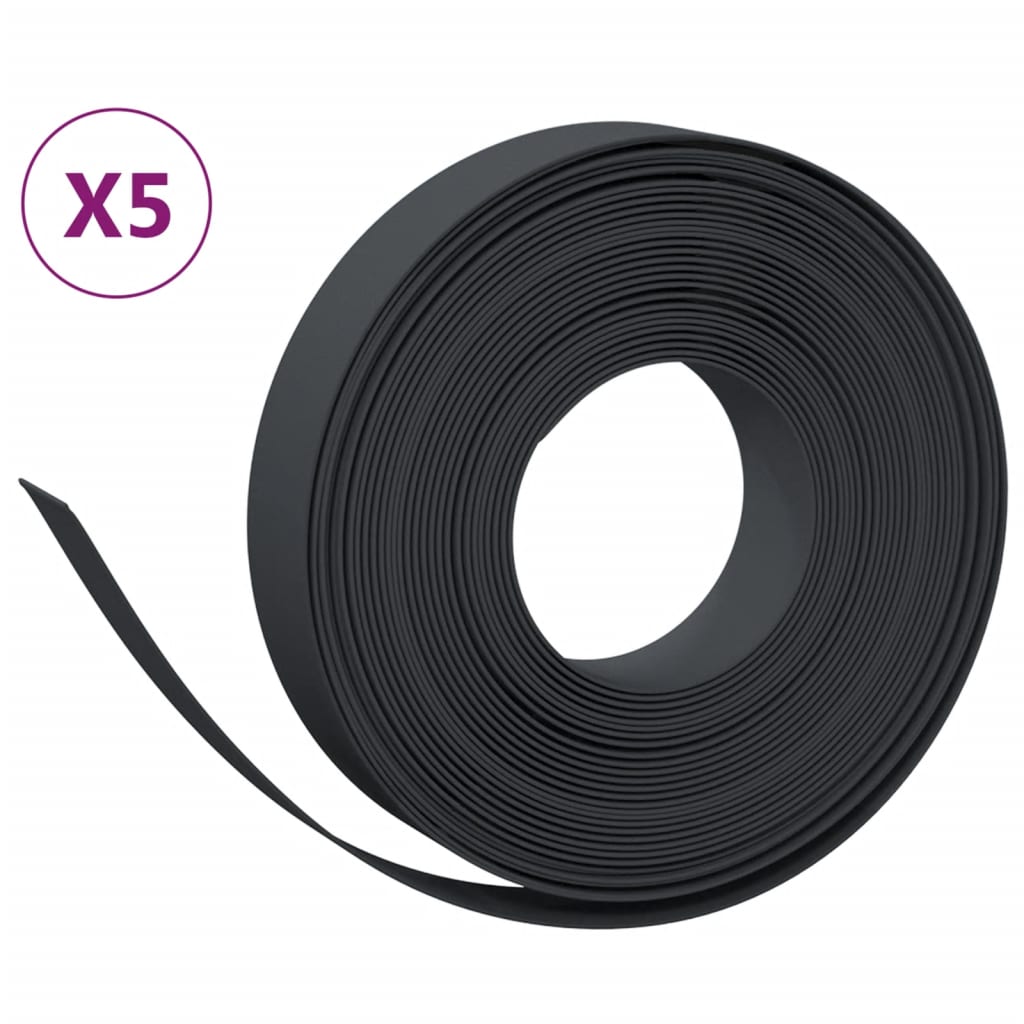 VidaXL Bordure de jardin 5 pcs 10 m 10 cm polyéthylène noir