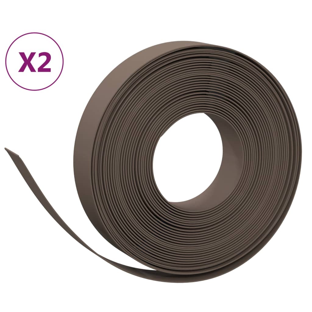 VidaXL Bordure de jardin 2 pcs 10 m 10 cm polyéthylène marron