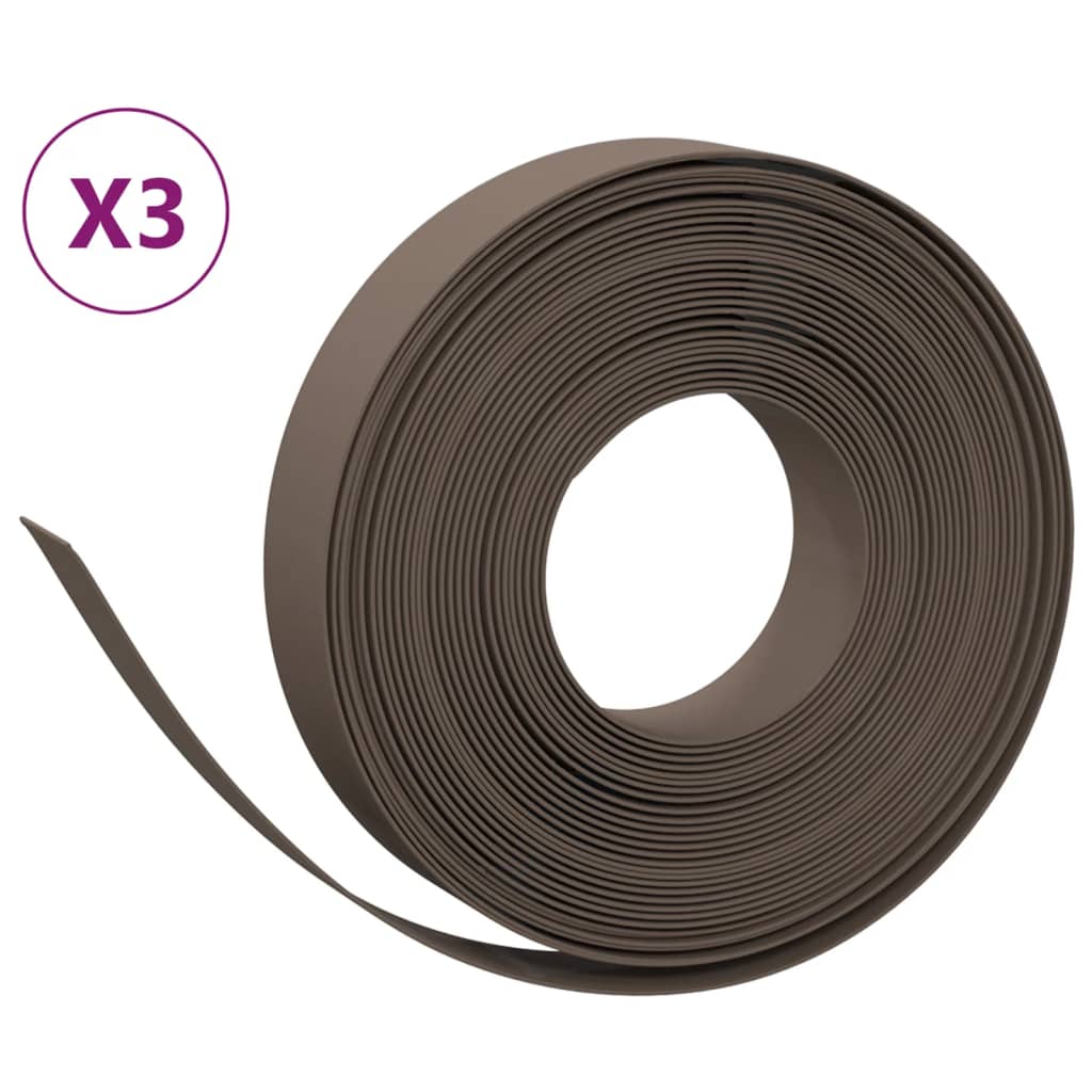 VidaXL Bordure de jardin 3 pcs 10 m 10 cm polyéthylène marron
