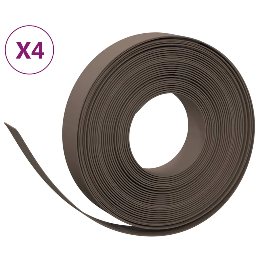 VidaXL Bordure de jardin 4 pcs 10 m 10 cm polyéthylène marron