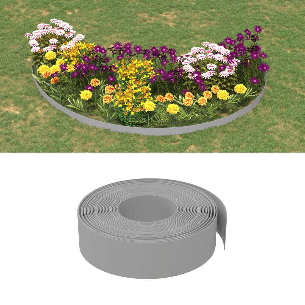 VidaXL Bordure de jardin 2 pcs 10 m 15 cm polyéthylène gris