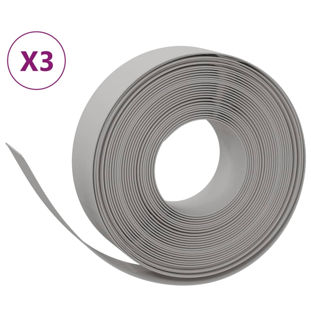 VidaXL Bordure de jardin 3 pcs 10 m 15 cm polyéthylène gris