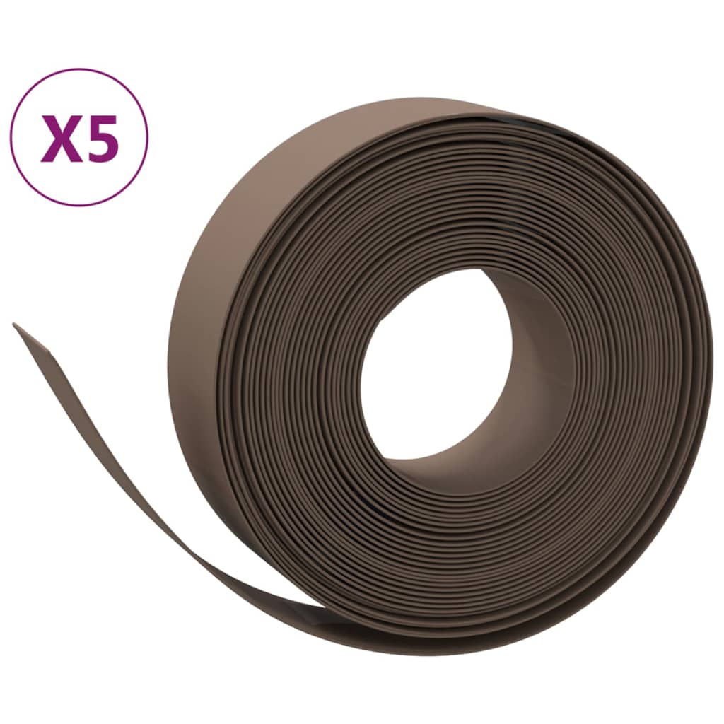 VidaXL Bordure de jardin 5 pcs 10 m 15 cm polyéthylène marron