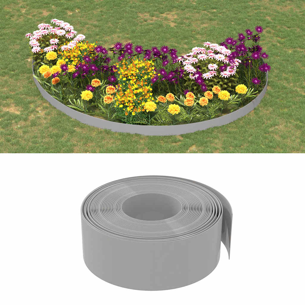 VidaXL Bordure de jardin 5 pcs 10 m 20 cm polyéthylène gris