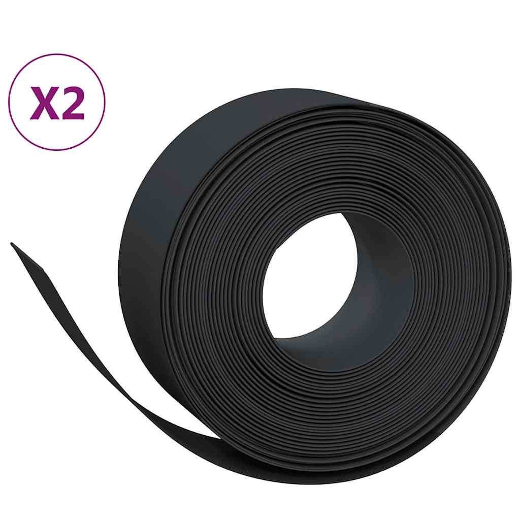 VidaXL Bordure de jardin 2 pcs 10 m 20 cm polyéthylène noir