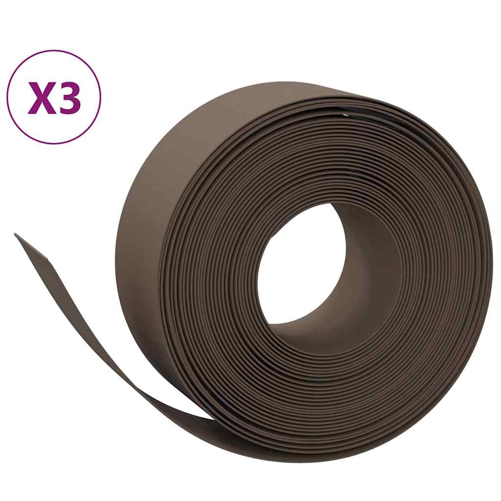 VidaXL Bordure de jardin 3 pcs 10 m 20 cm polyéthylène marron