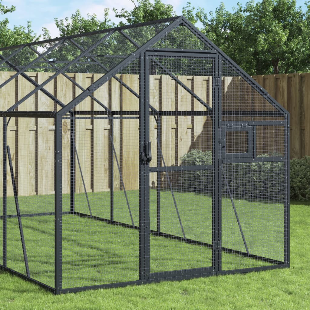 VidaXL Volière 1,79x4x1,85 m aluminium anthracite