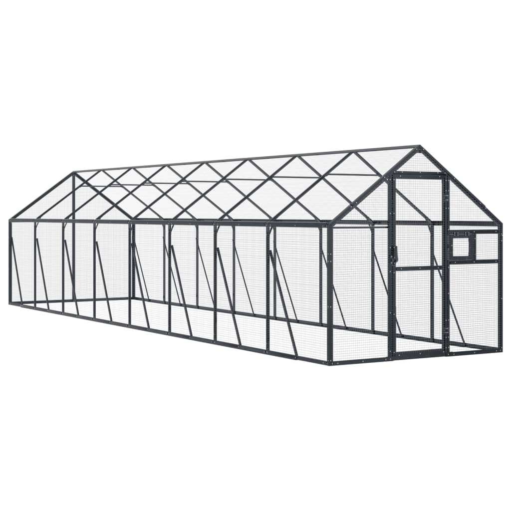 VidaXL Volière 1,79x8x1,85 m aluminium anthracite