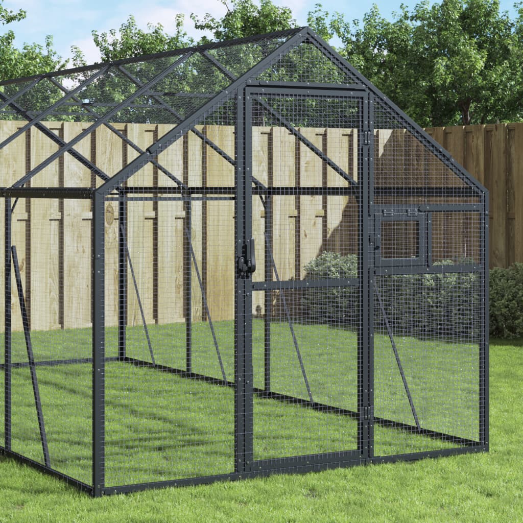 VidaXL Volière 1,79x8x1,85 m aluminium anthracite