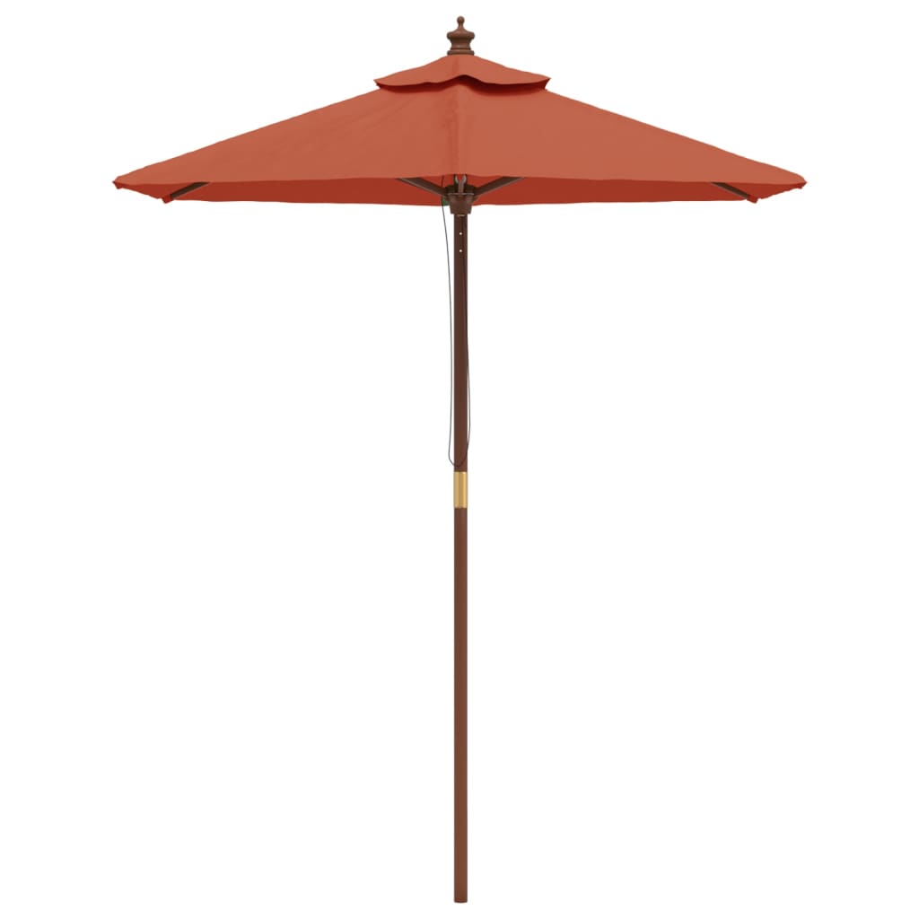 Parasol Vidaxl avec mât en bois 196x231 cm couleur terre cuite