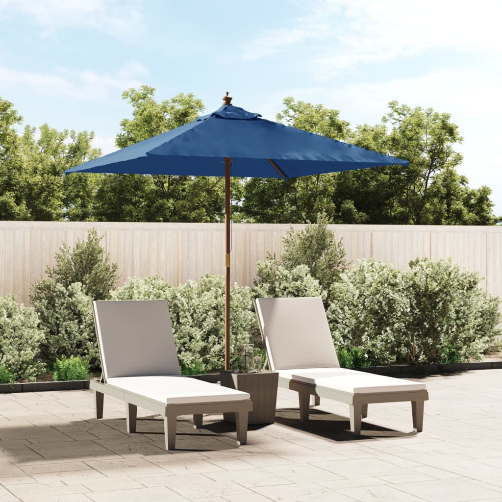 Parasol VidaXL avec poteau en bois 198x198x231 cm bleu azur