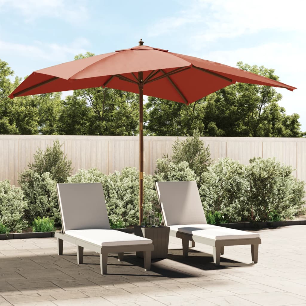 Parasol Vidaxx avec poteau en bois 300x300x273 cm couleur terre cuite