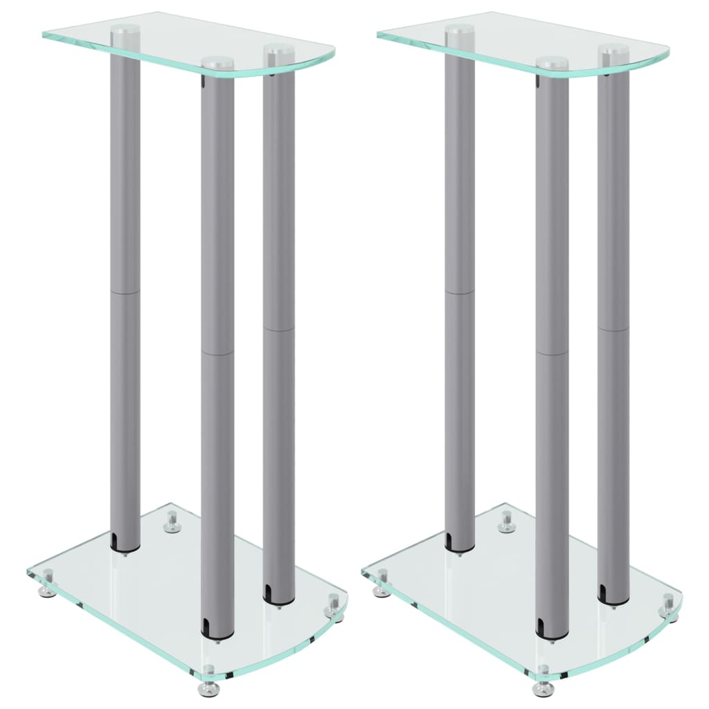 Vidaxl supports d'enceintes 2 pcs 3 piliers verre trempé couleur argent