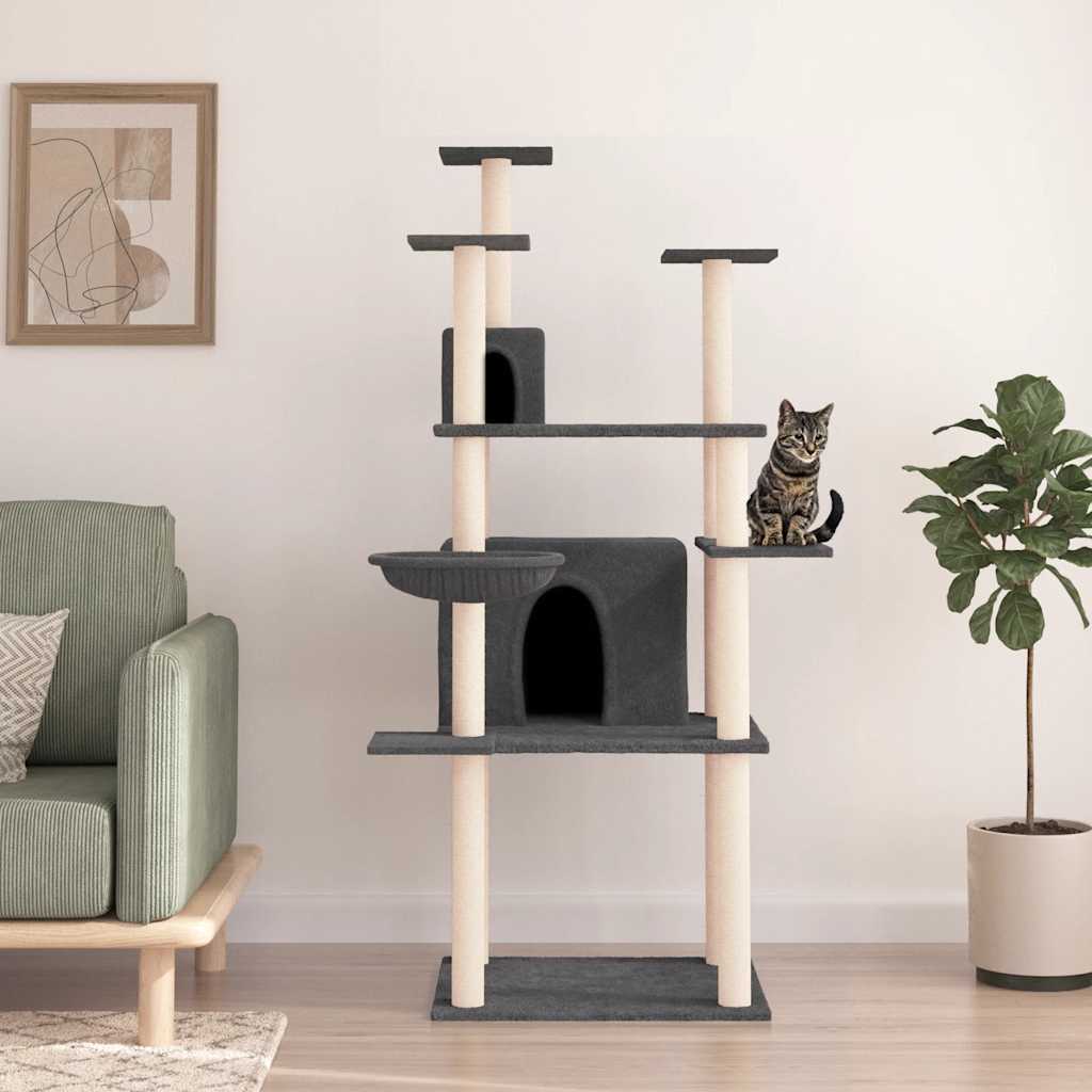 Vidaxl meuble pour chat avec griffoirs en sisal 166 cm gris foncé