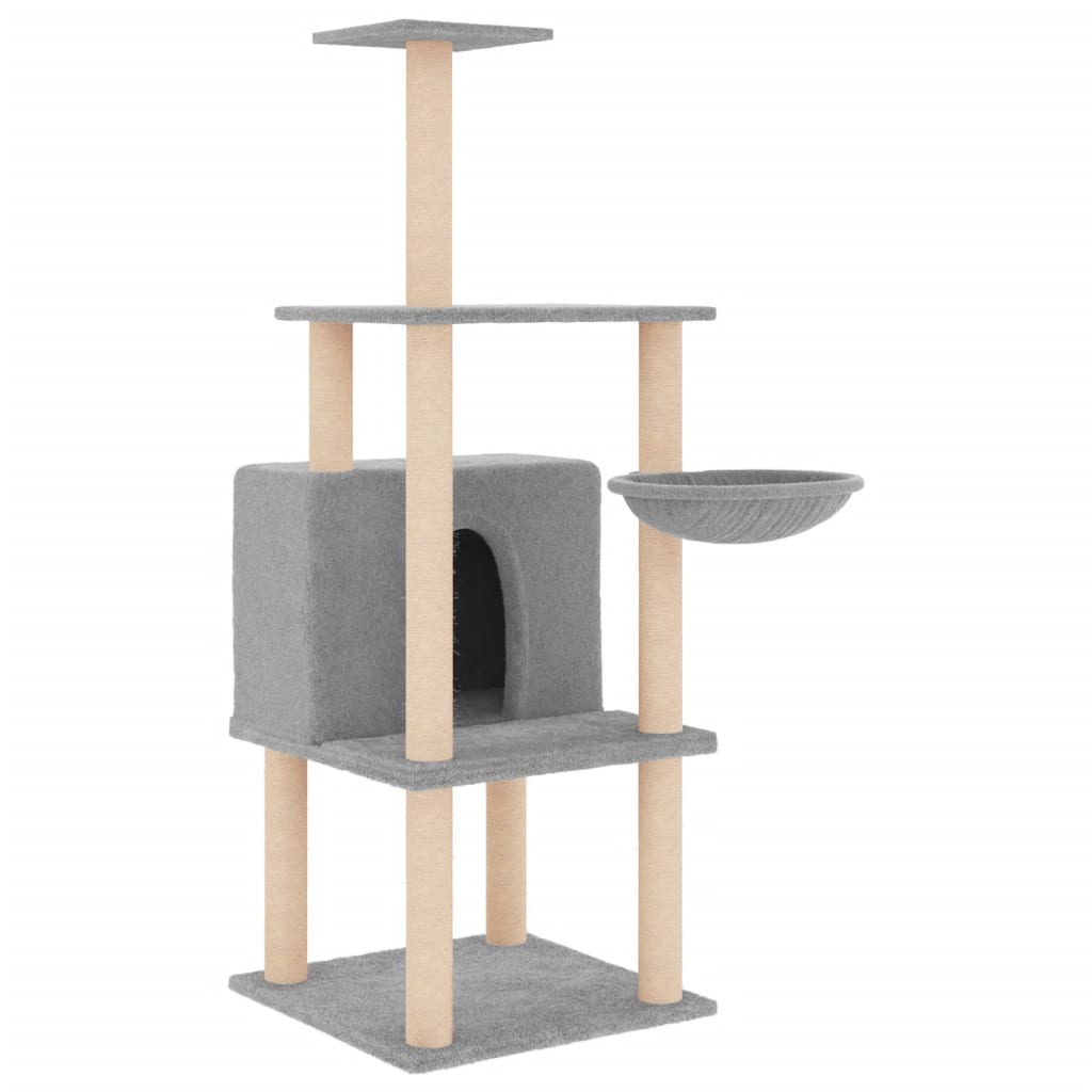 Vidaxl meuble pour chat avec griffoirs en sisal 132 cm gris clair