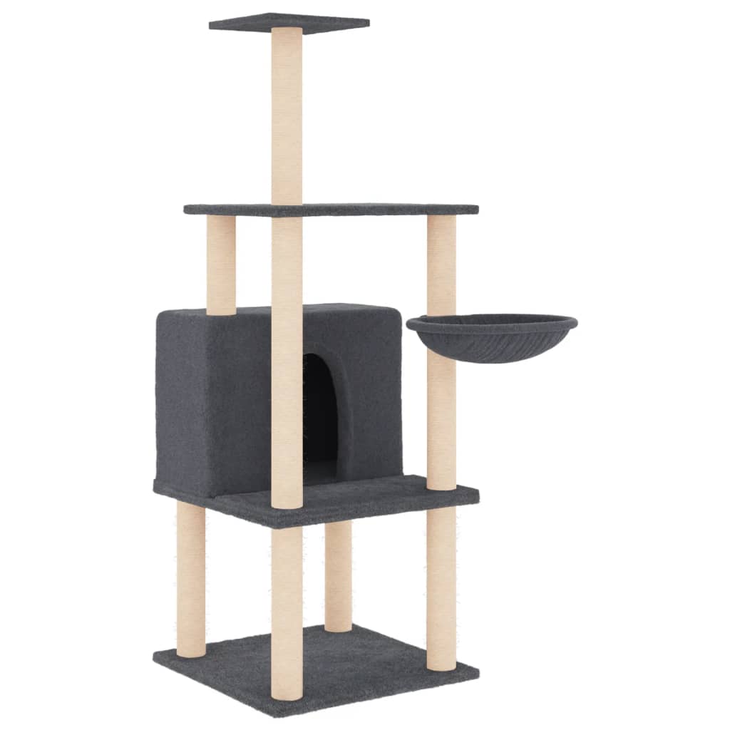 Vidaxl meuble pour chat avec griffoirs en sisal 132 cm gris foncé