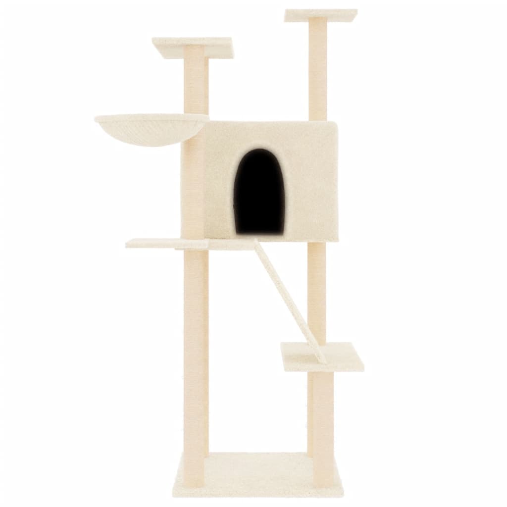 Vidaxl meuble pour chat avec griffoirs en sisal 143 cm couleur crème