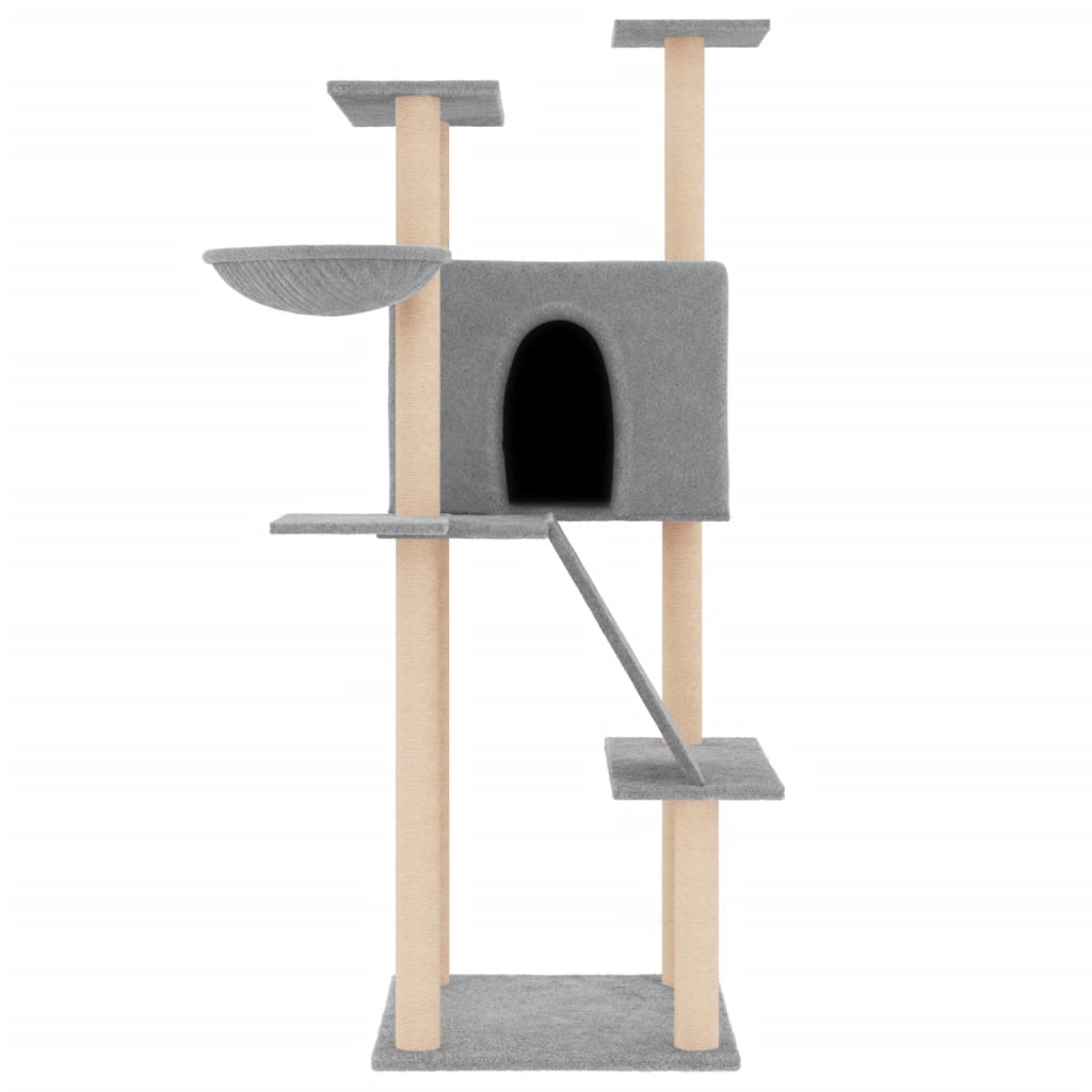 Vidaxl meuble pour chat avec griffoirs en sisal 143 cm gris clair
