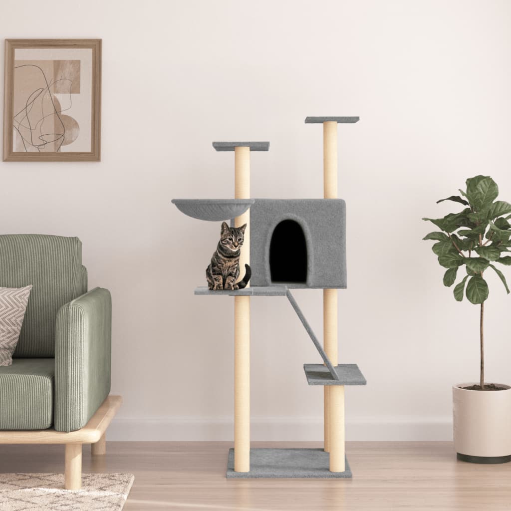 Vidaxl meuble pour chat avec griffoirs en sisal 143 cm gris clair