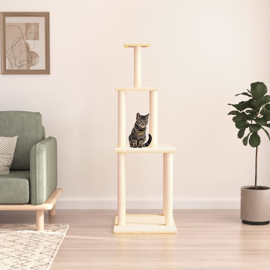Vidaxl meuble pour chat avec griffoirs en sisal 149 cm couleur crème