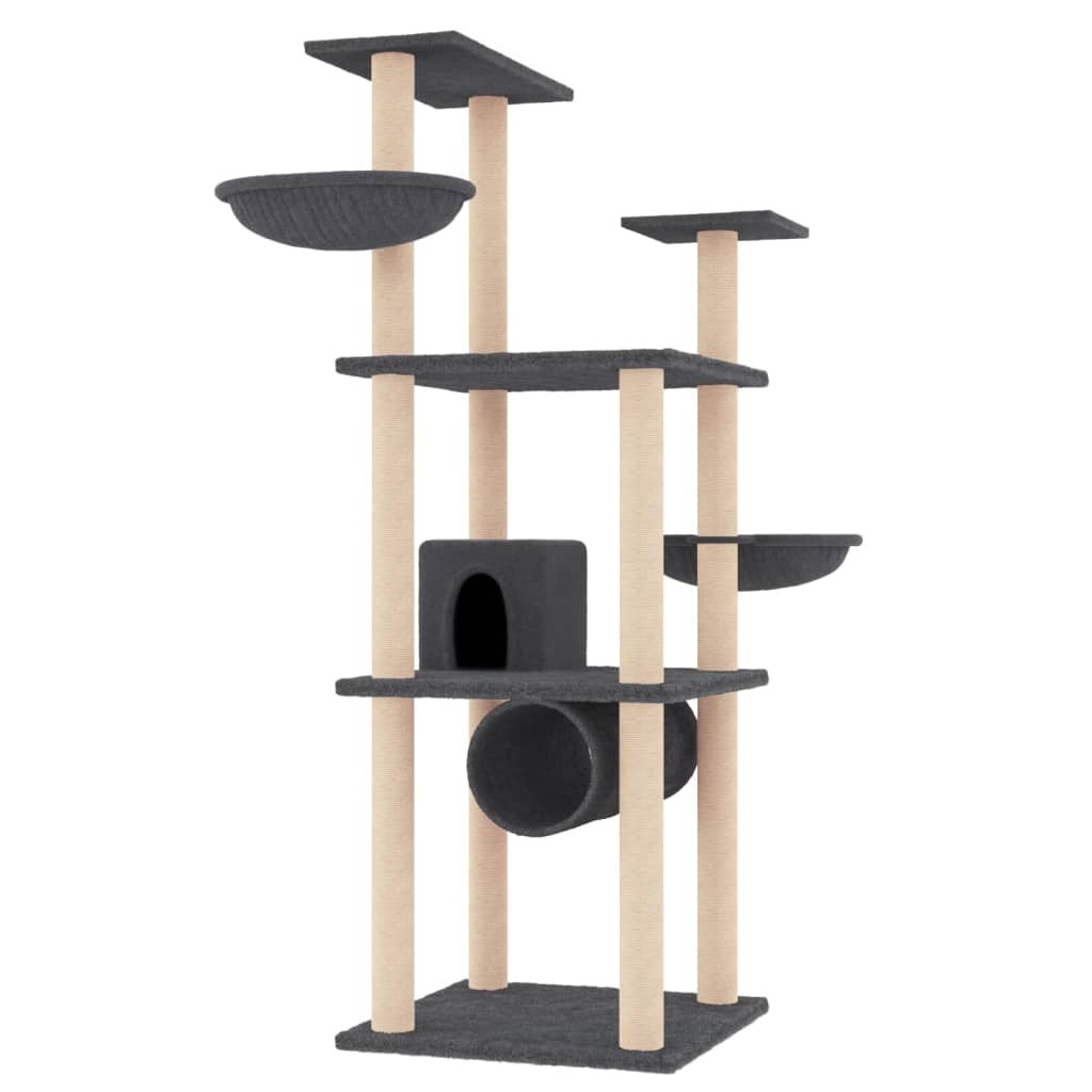VidaXL Meuble pour chat avec griffoirs en sisal 141 cm gris foncé