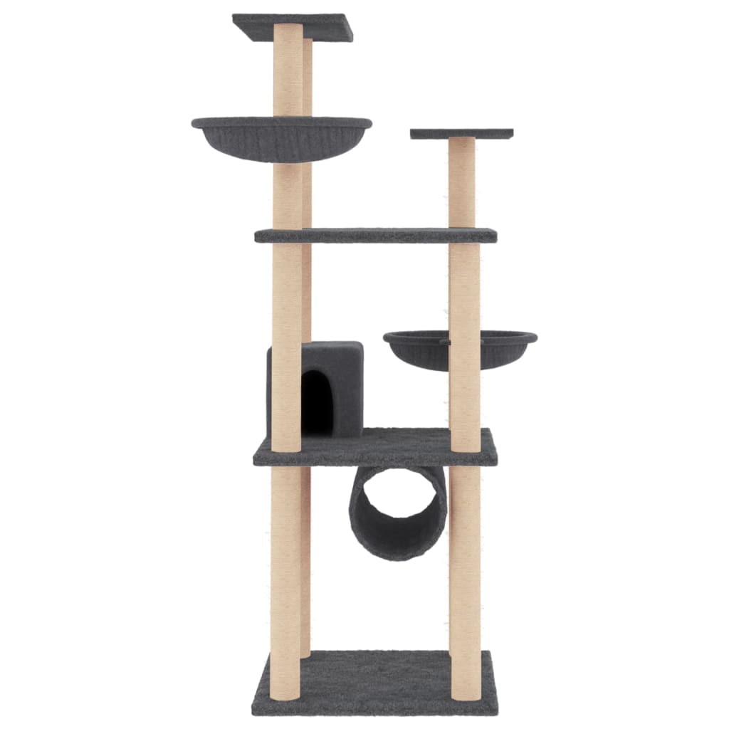 VidaXL Meuble pour chat avec griffoirs en sisal 141 cm gris foncé