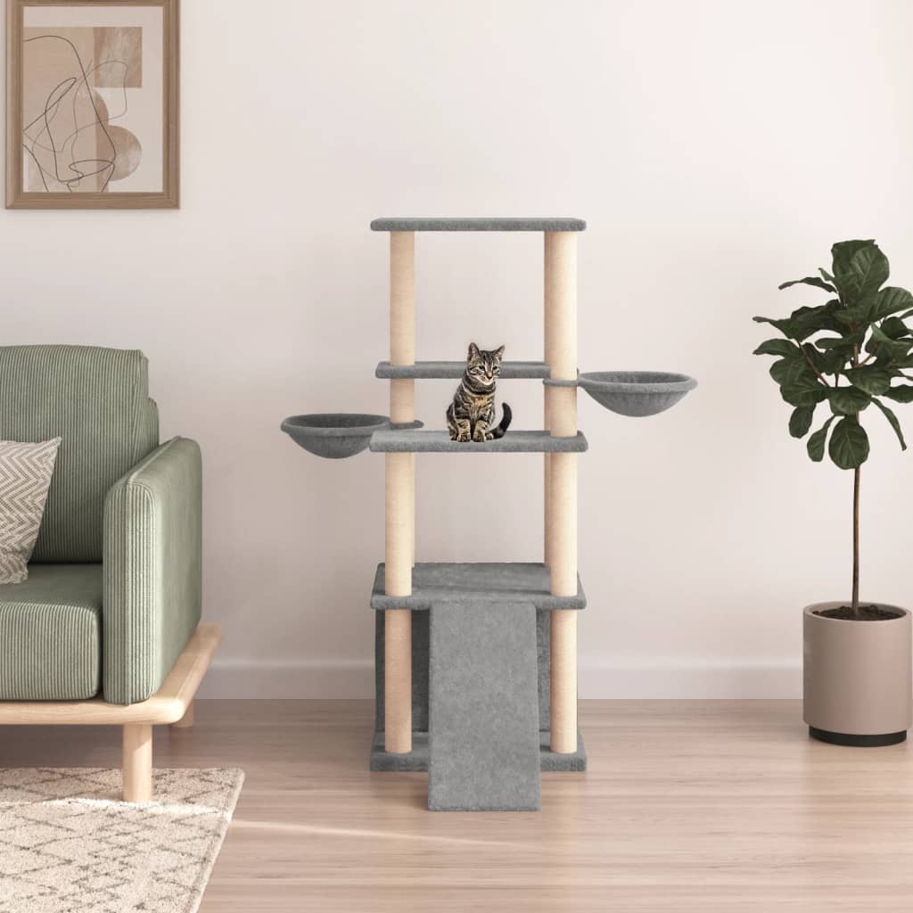 Vidaxl meuble pour chat avec griffoirs en sisal 133 cm gris clair