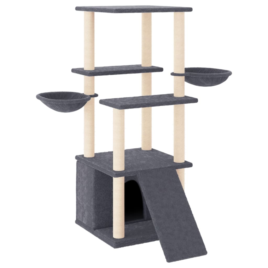 Vidaxl meuble pour chat avec griffoirs en sisal 133 cm gris foncé