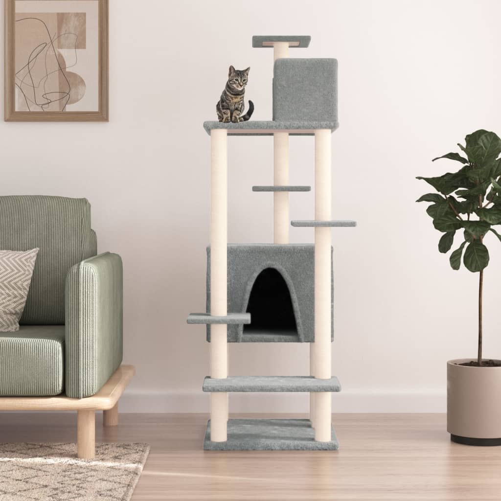 Vidaxl meuble pour chat avec griffoirs en sisal 154 cm gris clair