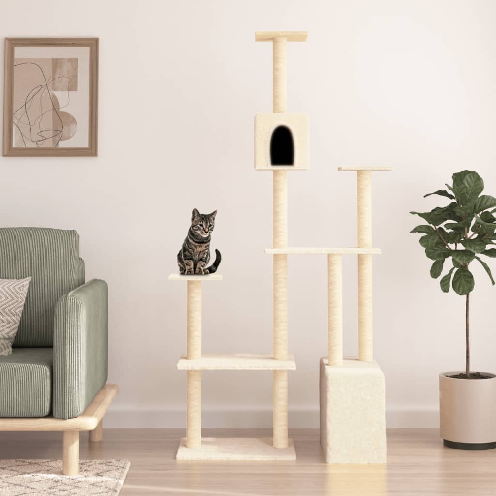 VidaXL Meuble pour chat avec griffoirs en sisal 180 cm couleur crème