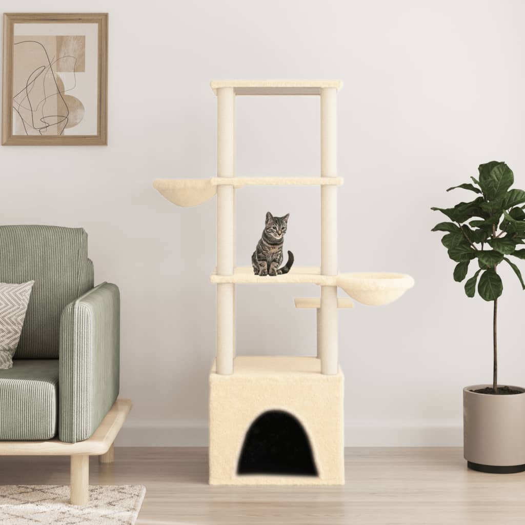 Vidaxl meuble pour chat avec griffoirs en sisal 147 cm couleur crème