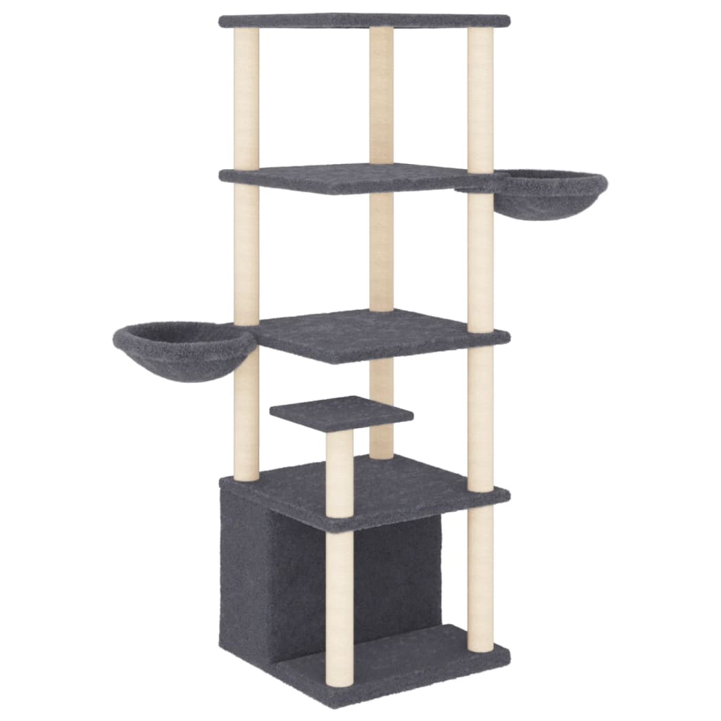 Vidaxl meuble pour chat avec griffoirs en sisal 147 cm gris foncé