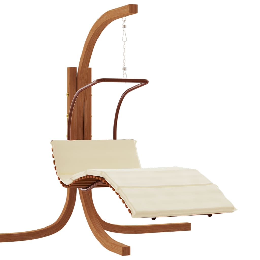 Chaise suspendue VidaXL avec coussin en tissu et bois de peuplier massif
