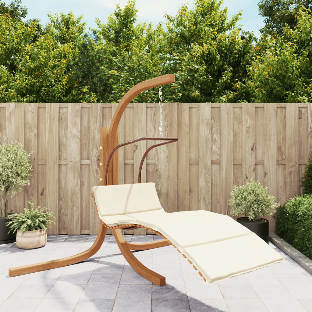 Chaise suspendue VidaXL avec coussin en tissu et bois de peuplier massif