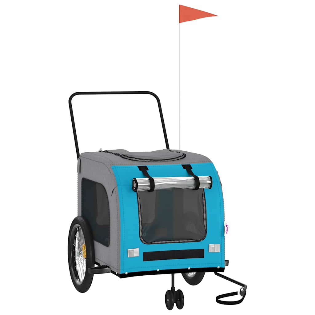 VidaXL remorque vélo pour chien tissu oxford et fer bleu et gris
