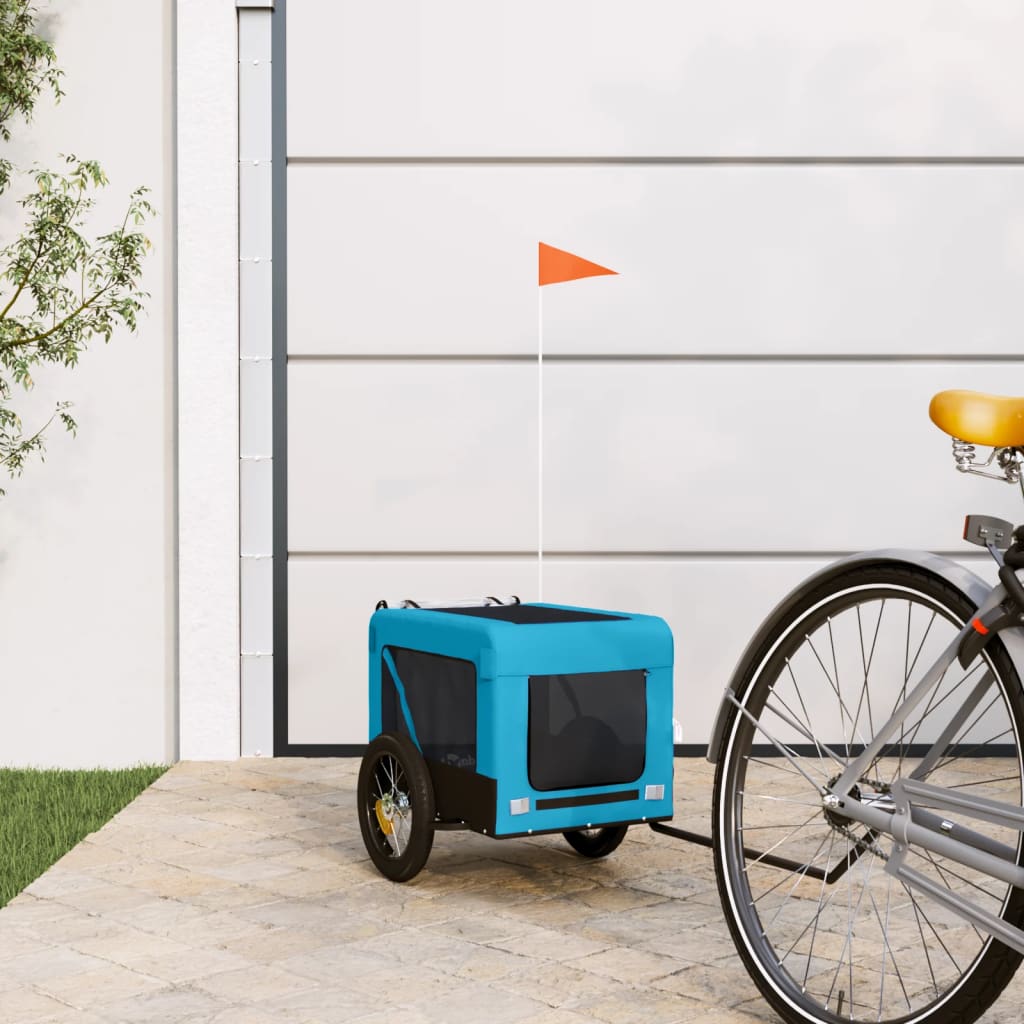 VidaXL remorque vélo pour chien tissu oxford et fer bleu et noir