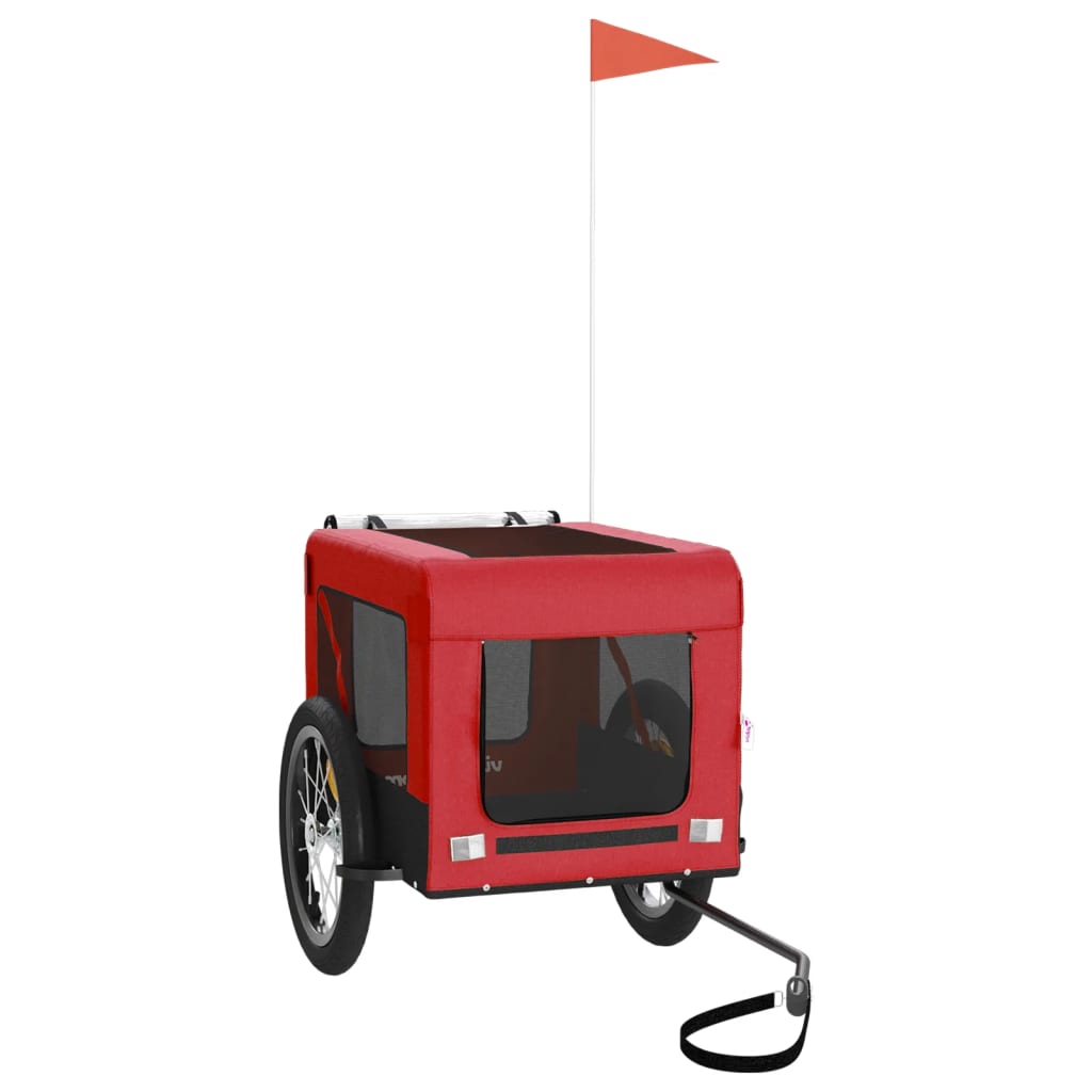 VidaXL remorque vélo pour chien tissu oxford et fer rouge et noir