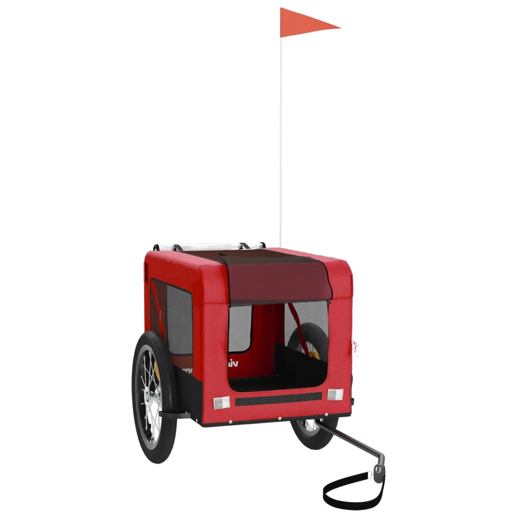 VidaXL remorque vélo pour chien tissu oxford et fer rouge et noir