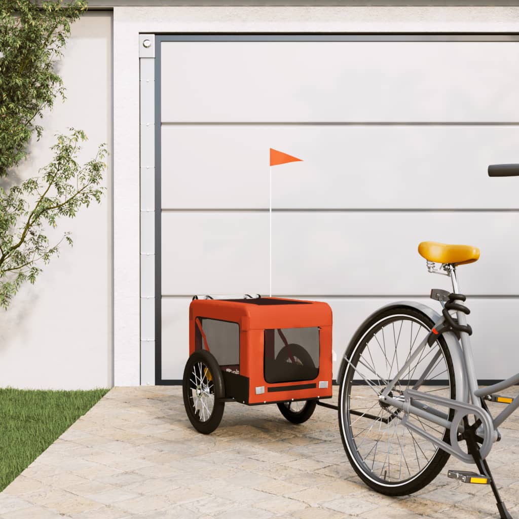 VidaXL remorque vélo pour chien tissu oxford et fer orange et noir