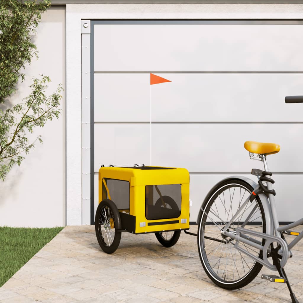 VidaXL remorque vélo pour chien tissu oxford et fer jaune et noir