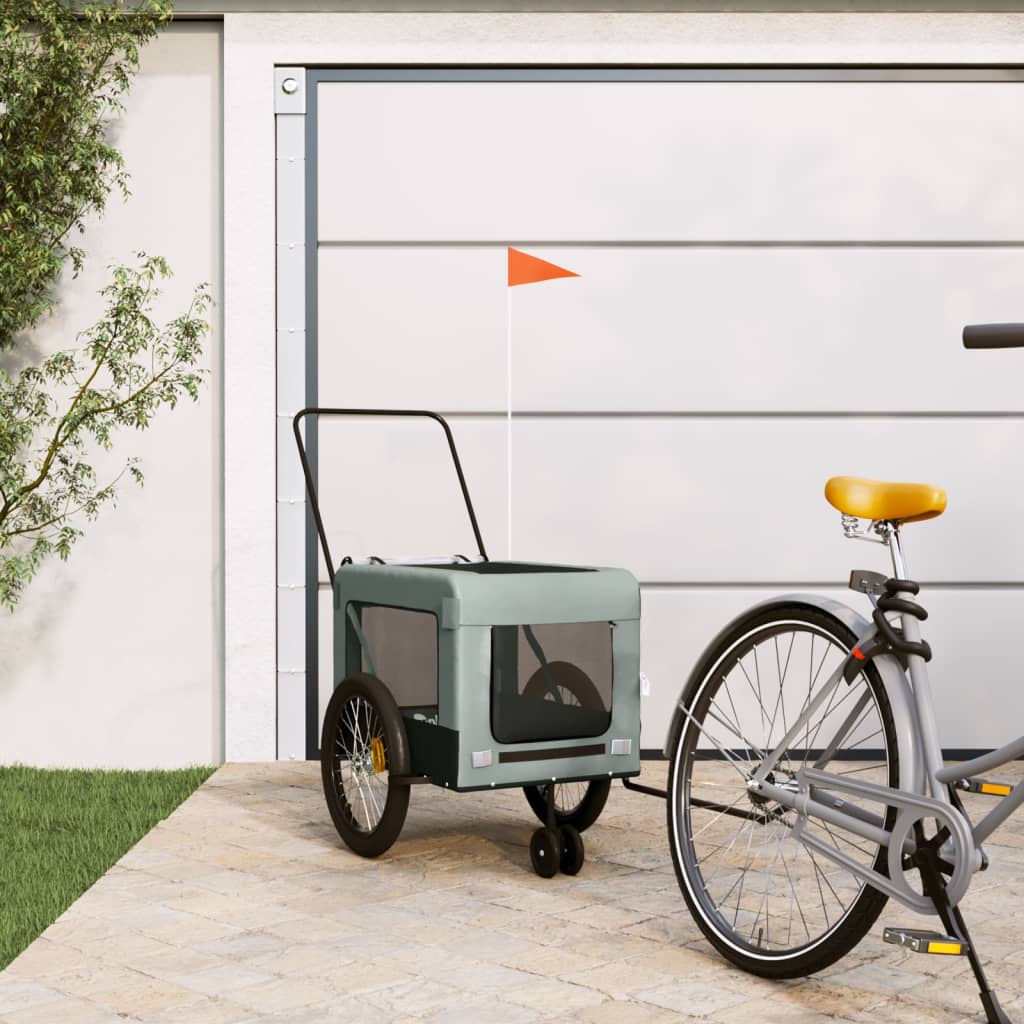 VidaXL remorque vélo pour chien tissu oxford et gris fer et noir