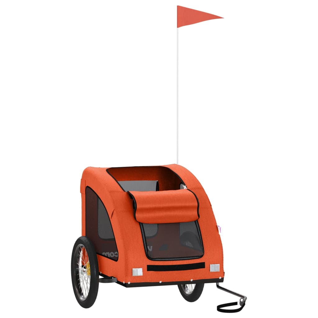 VidaXL remorque vélo pour chien tissu oxford et fer orange