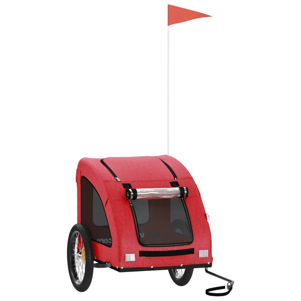 VidaXL remorque vélo pour chien tissu oxford et fer rouge