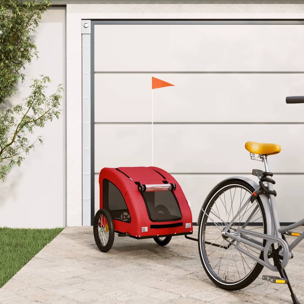 VidaXL remorque vélo pour chien tissu oxford et fer rouge